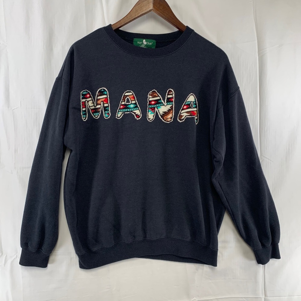 Hunt Club Sweatshirt Womens‎ Medium Black MANA Aztec Native Pullover